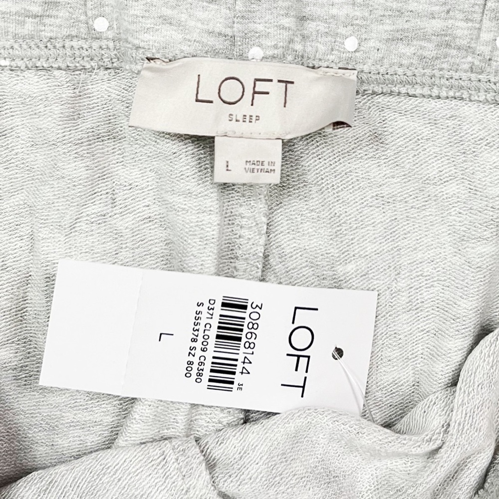 NWT Loft Polka Dot Drawstring Pajama Lounge Joggers in Grey/White - Picture 7 of 9